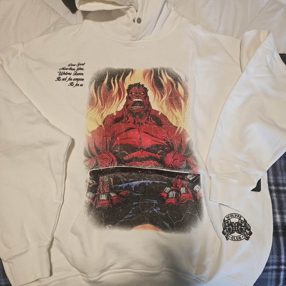 Darc Sport X Marvel Elite Hulk White Hoodie with Black Wolves Club